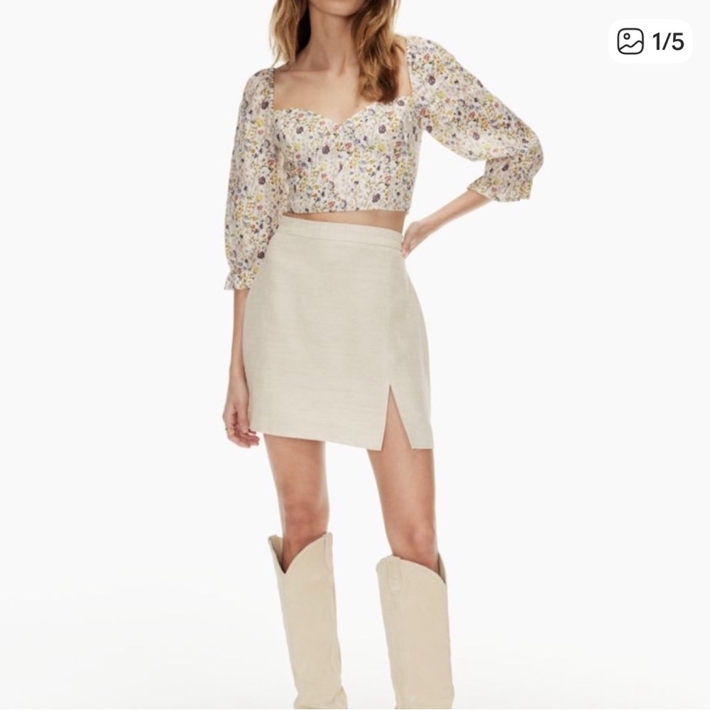 Aritzia Wilfred Patio Linen Mini Skirt